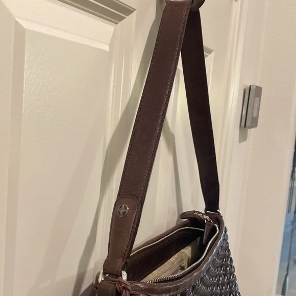 Brighton Dark Brown and Black Leather Woven Bag - Picture 3 of 8